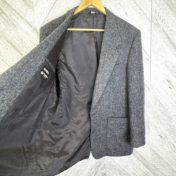Vintage Harris Tweed Blazer Sport Coat Jacket Men Size 42R Gray Wool Herringbone - Picture 6 of 7